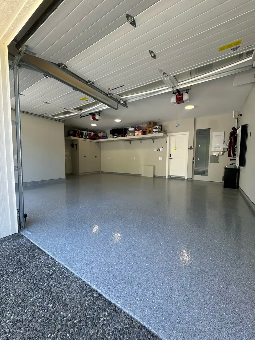 Beautiful flake epoxy garage floor